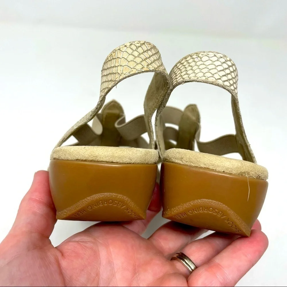 Munro Snakeskin-Look Leather & Elastic Sandals | Size 7.5